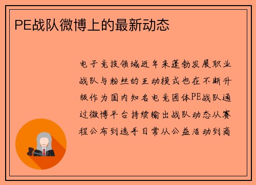 PE战队微博上的最新动态